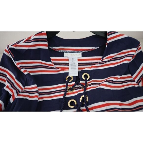 La Blanca LB3ZC55 Women Sz S Blue Sailor Stripe Lace-Up Swim Cover-Up Tunic $103 - Picture 3 of 16